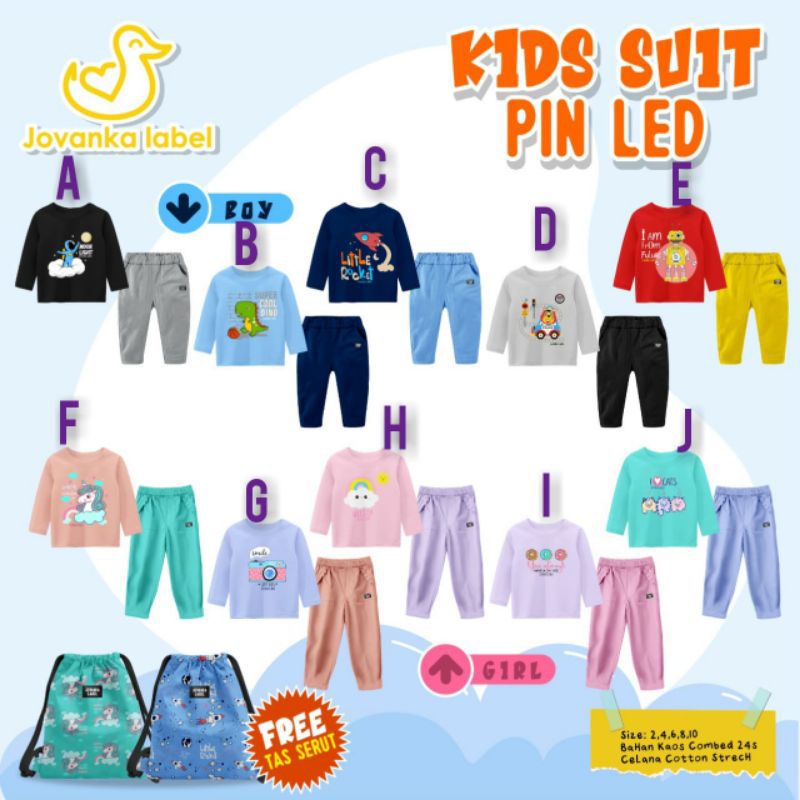 stelan anak cewek cowok kids suit pin LED jovanka