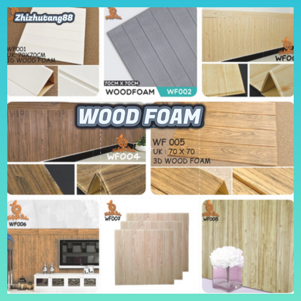 Wallpaper Dinding Foam 3D Serat Kayu Timbul woodfoam 70X70Cm