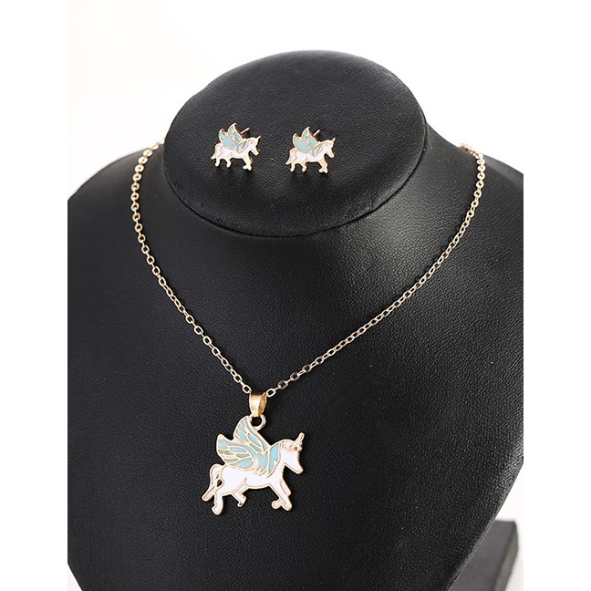 LRC Perhiasan set Fashion Color Mixing Drop Oil Alloy Earring K2303X