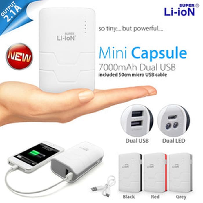 POWERBANK SUPER LI-ION MINI CAPSULE 7000MAH REAL CAPACITY