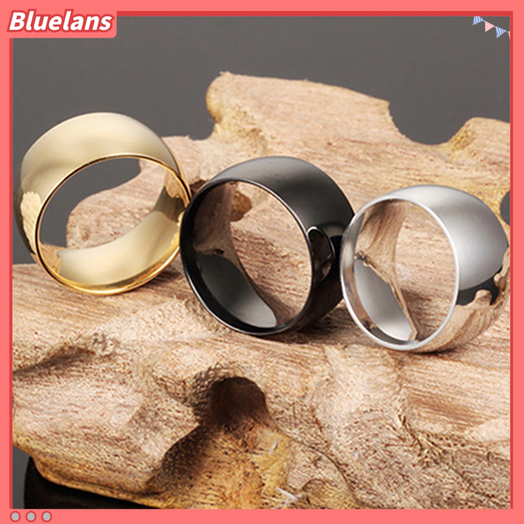 Bluelans Men Women Concise Titanium Steel Band Ring Wedding Engagement Lover Jewelry