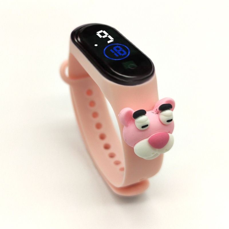 Jam Tangan Anak Elektronik LED Motif Kartun Tahan Air-PINK PANTHER