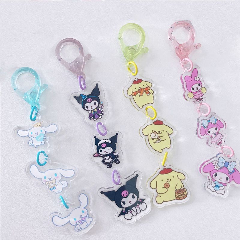 Sanrio Cute Cartoon Acrylic Keychain Kuromi Melody Keyring Bag Pendant Girl Gift