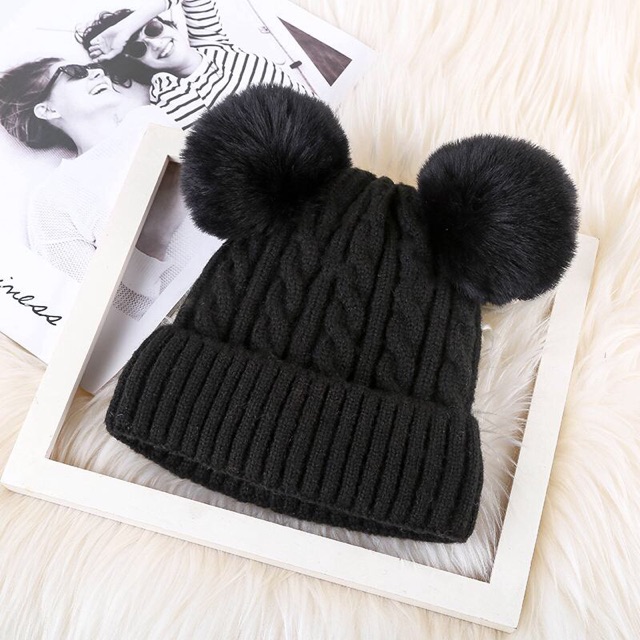 TWO POM POM BEANIE #1403