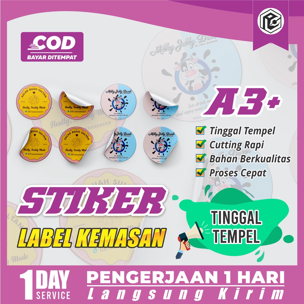 

Stiker Label Kemasan Custom & Cutting Siap Tempel