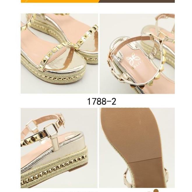 HELIVA Agnes Sandal Wedges Studs Sol 6cm Wanita 1788-2