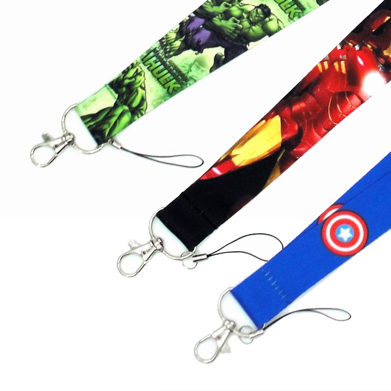 Tali Lanyard Leher Desain Marvel Warna Terang Untuk Gantungan Kunci / Kartu ID / Handphone