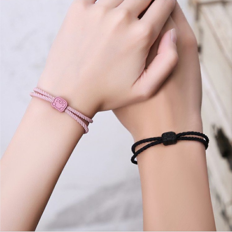 Gelang Tali Rambut Fungsi Ganda Desain Babi Gaya Korea Untuk Pasangan-3