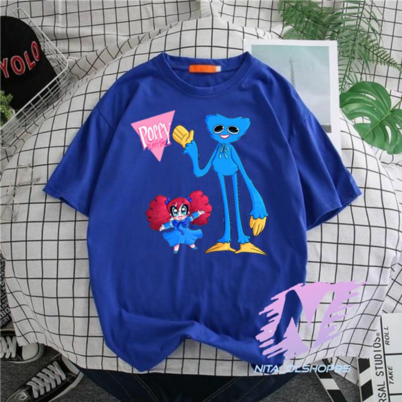 kaos anak huggy wuggy baju animasi lucu huggy poppy