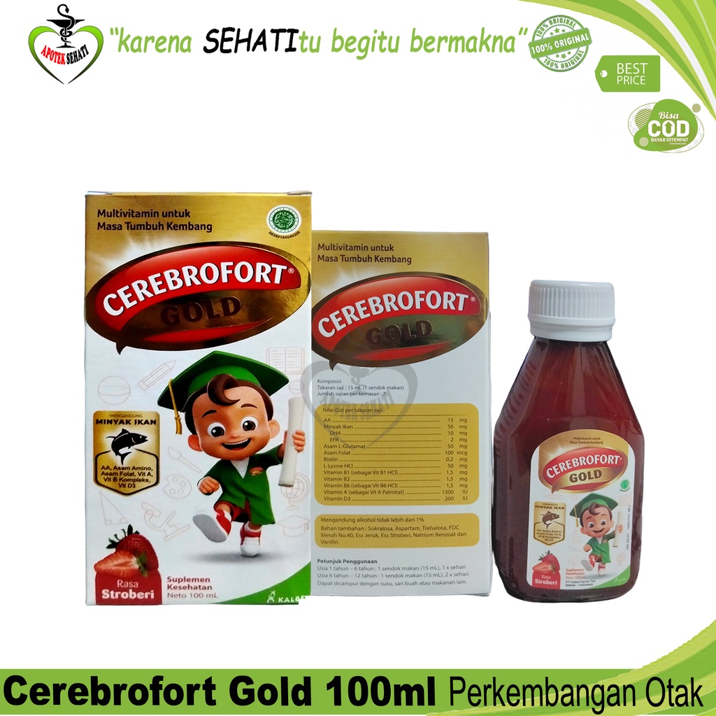 Cerebrofort Gold 100ml Rasa Strawberry vitamin anak