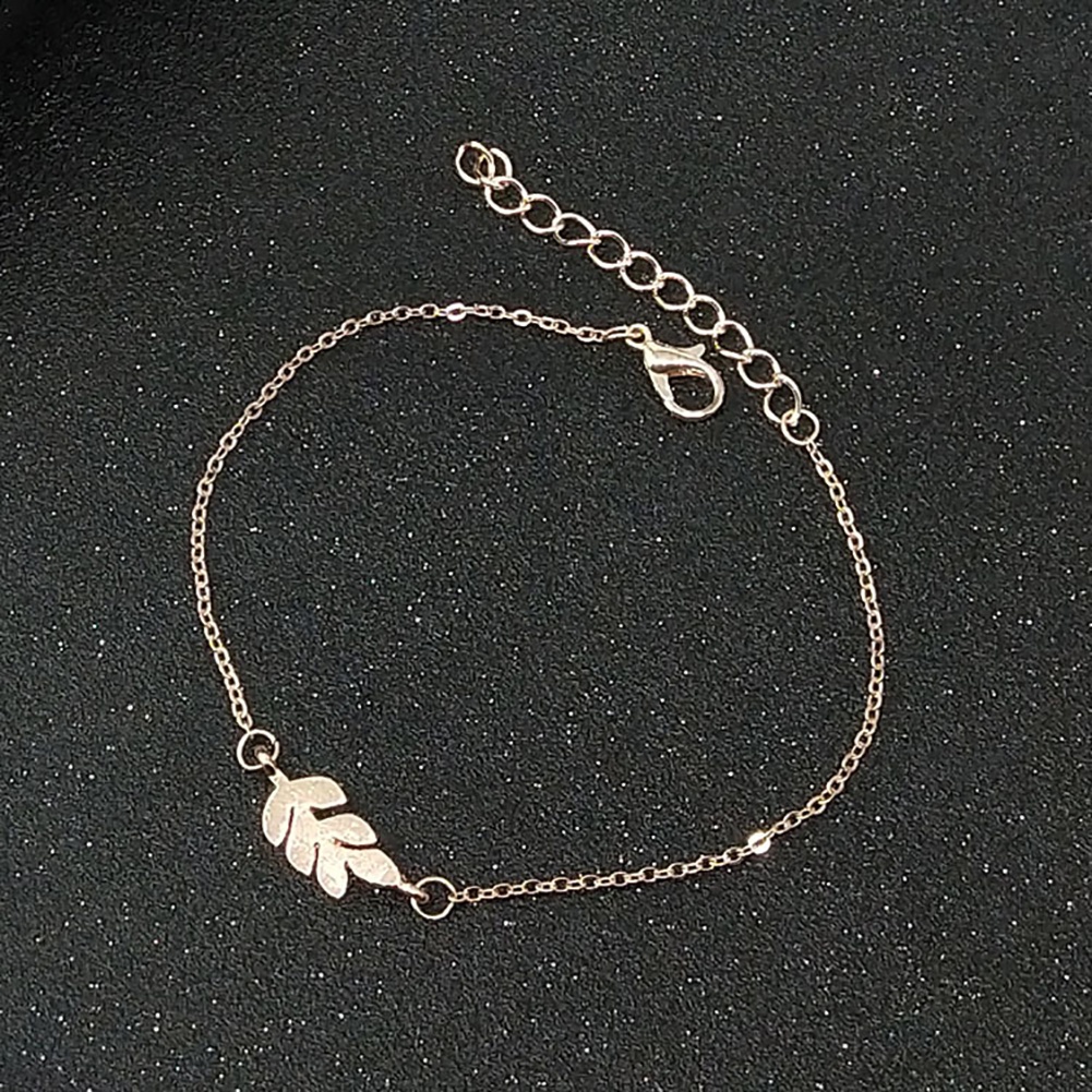 Hu Hu Hu Hu Hu Alat Bantu Pasang Kacamata♡ Gelang Tangan Rantai Aksen Daun Bahan Alloy Dengan Kait Lobster Untuk Wanita