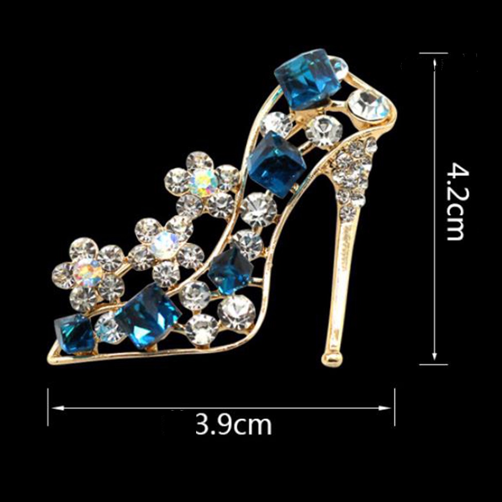 OW@ Vintage Women Rhinestone Inlaid High Heels Brooch Pin Breastpin Scarf Shawl Clip