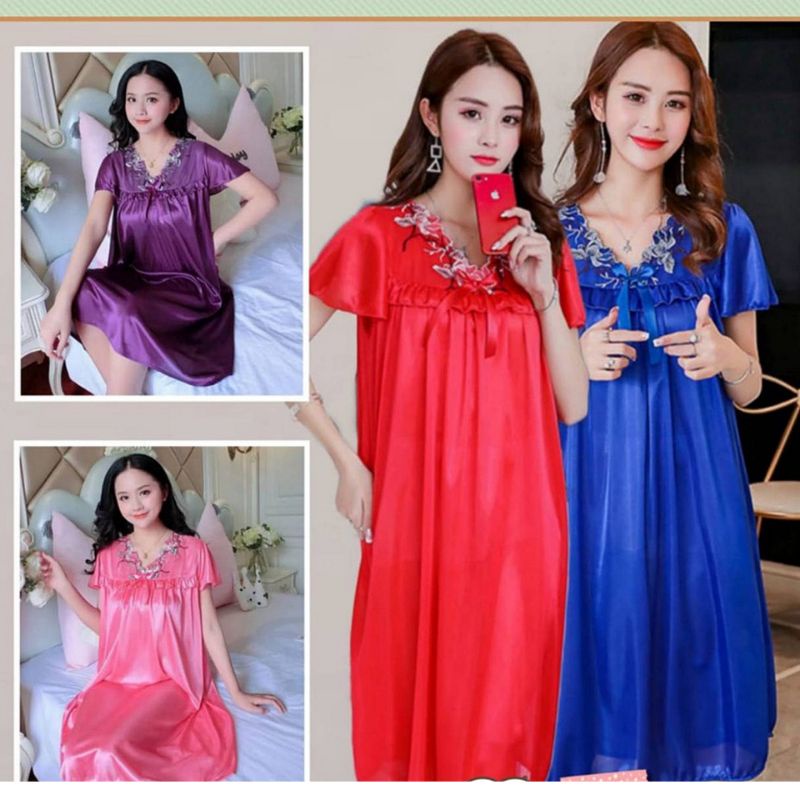 Lingerie Messa Impor Premium Bordir V Neck Pita 1133 / Sexy Dress Dewasa Jumbo Ld130cm / Baju Tidur
