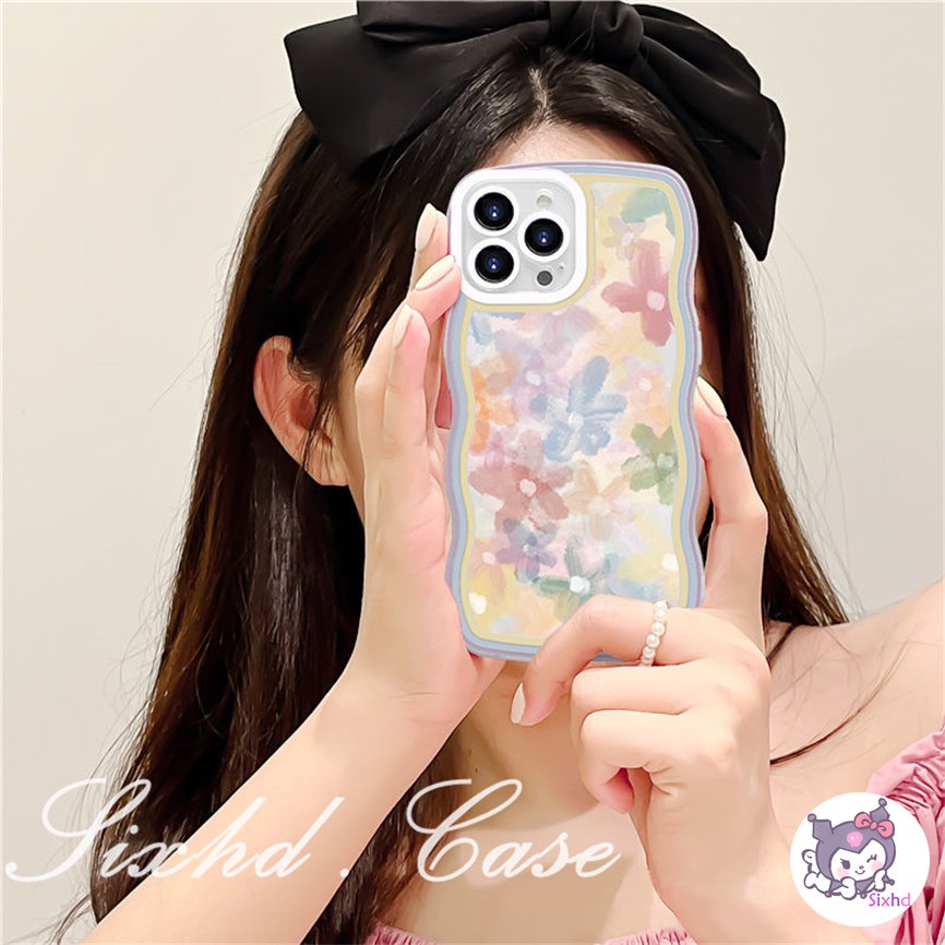 Compatible For iPhone 14 13 12 11 Pro Max SE2020 X XR Xs Max 7 8 6 6s Plus CaseFashion Retro Flower Wave Pattern Phone Case Soft Cover