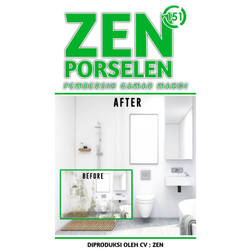ZEN PORSELEN CAIRAN PEMBERSIH KERAMIK Closet Cleaner Keramik Kamar Mandi clean power ukuran 1liteR
