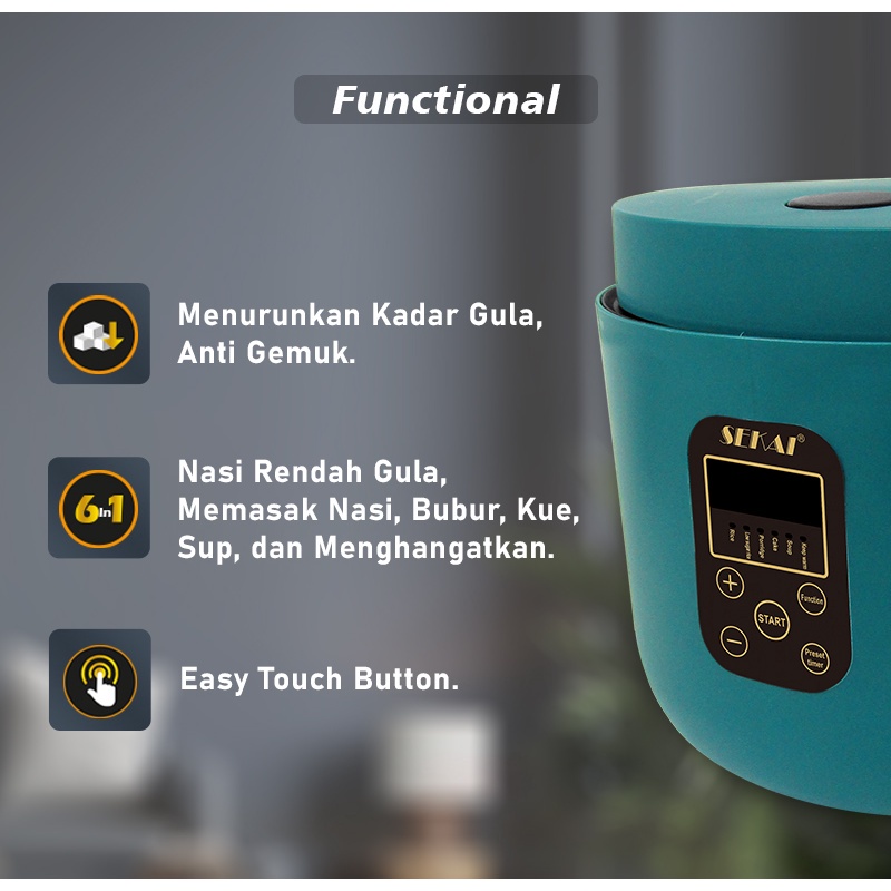 SEKAI Rice Cooker Digital Low Sugar Low Carbo / Penanak Nasi Magic Com Anti Gemuk 1.2 L / CMW 720 LS