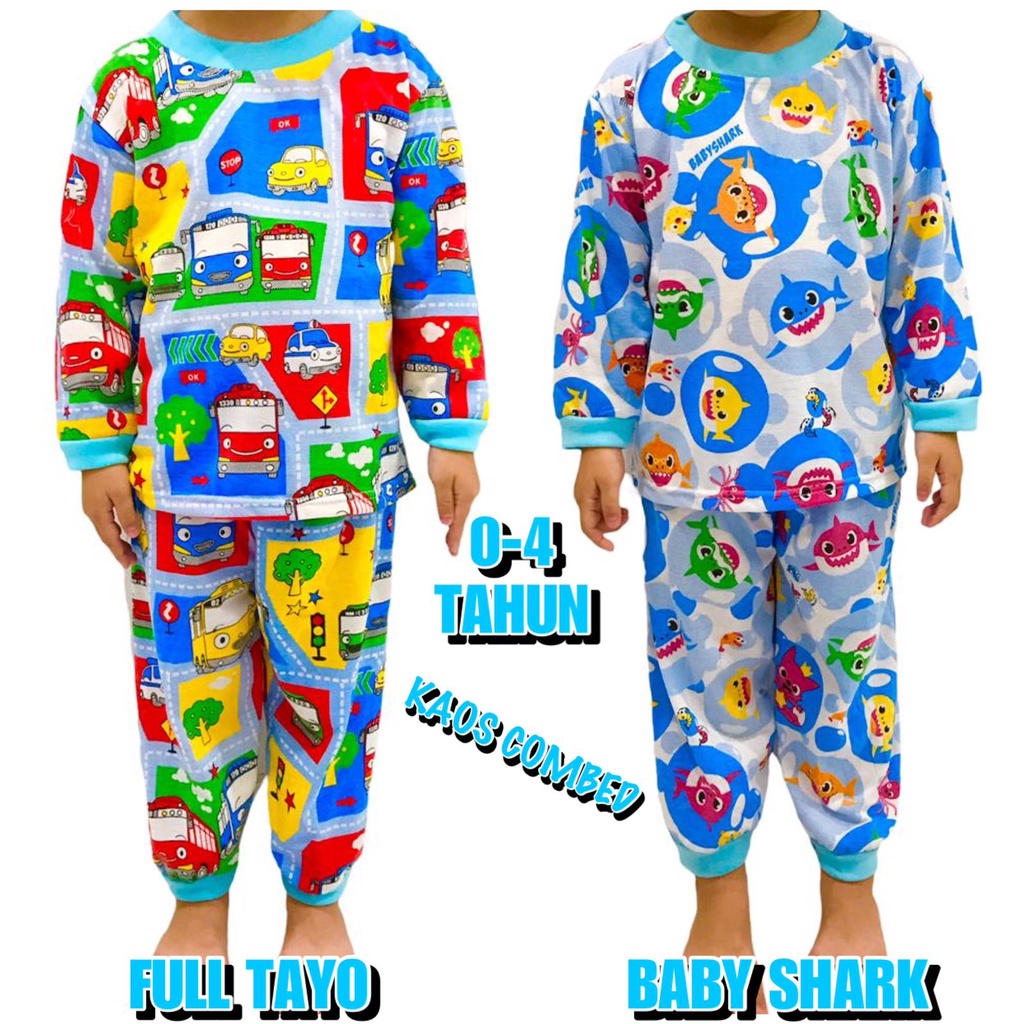 3S YEYA - BAJU TIDUR ANAK SETELAN/STELAN BAHAN KAOS KATUN PP PUTIH 1-4 TAHUN