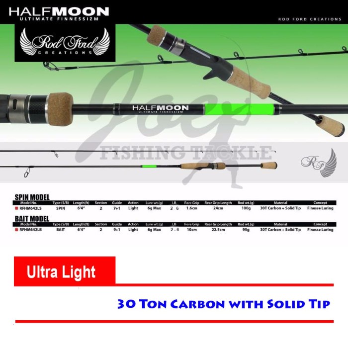 Rodford 2 - 6 Lb Halfmoon RFHM642LS Spinning Rod - Joran UL Spinning