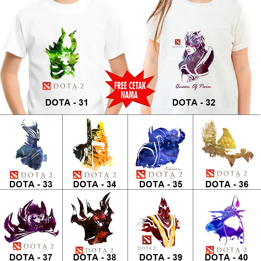 Baju Kaos ANAK DAN DEWASA DOTA COUPLE (FREE NAMA)