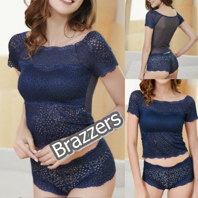 Baju Tidur Perempuan Setelan Bra Bh Set Celana Dalam Cd Kolor Renda Brukat Transparan Wanita Dewasa