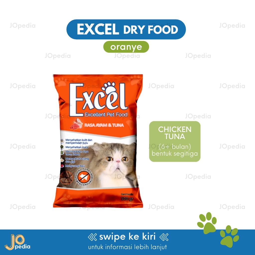 EXCEL Makanan Kucing Kering Dry Cat Food Kibble Adult Kitten 500gr