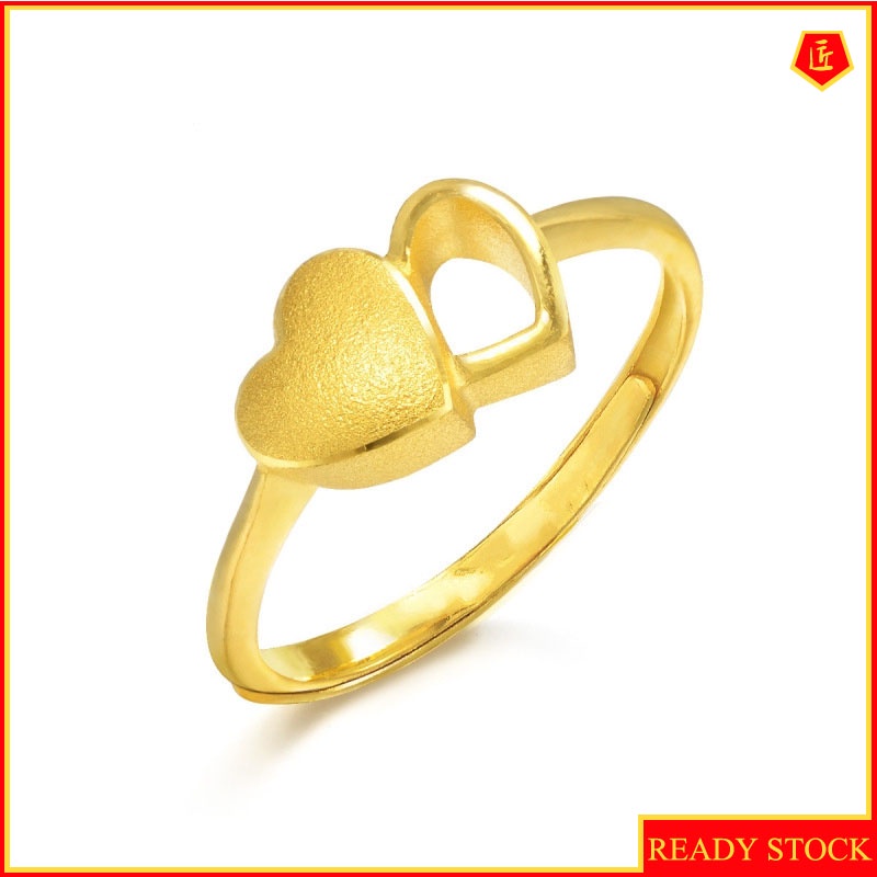 [Ready Stock]Simple Korean Style Women's Fashion Heart-Shaped Gold Ring