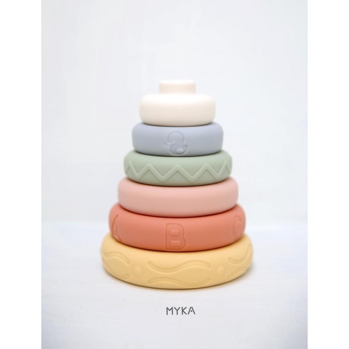 MYKA Silicon Stacking Toys / Mainan Silicon Tumpuk Bentuk Donat ---Terbaru---