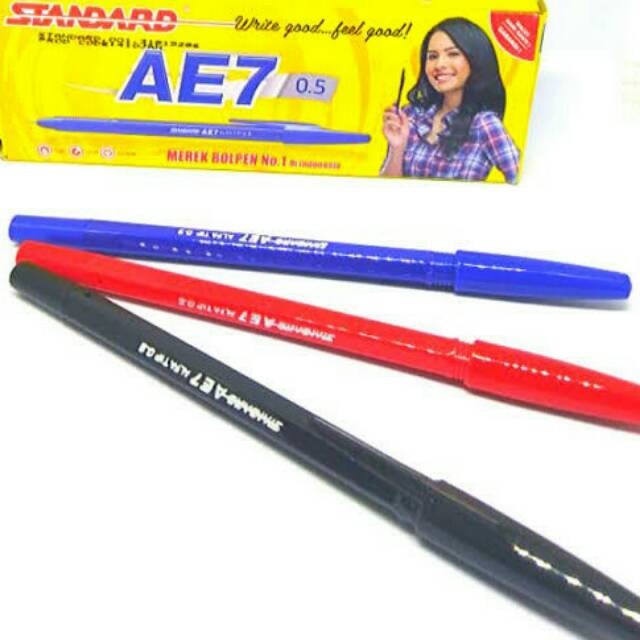 

Pulpen / Pena / Ballpoint / Pen Standard AE7 Hitam, Merah, dan Biru