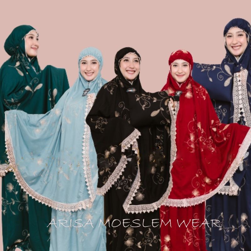 Mukena Dewasa Teratai Terong Full Bordir Jumbo Motif New