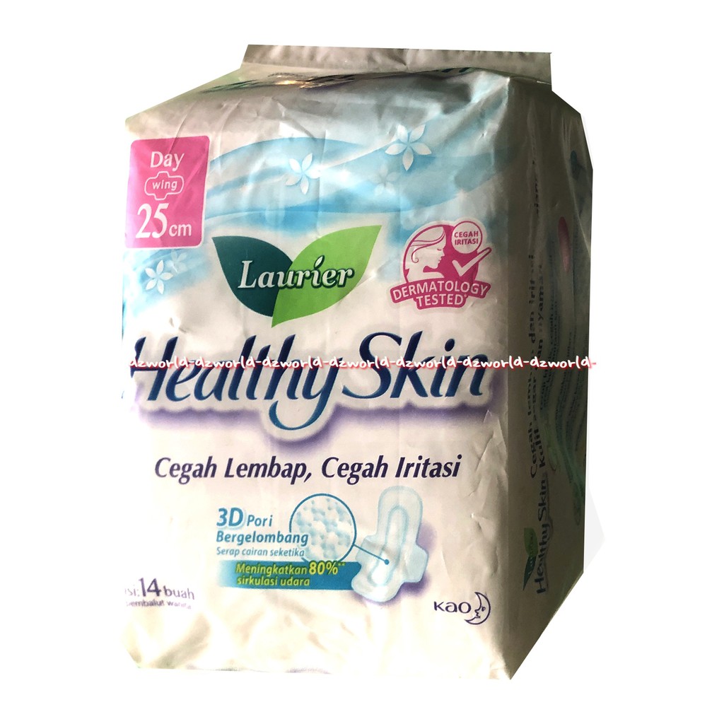 Laurier Healthy Skin 14pcs Pembalut Wanita Wing Sayap 25cm Wings Cegah Lembab Iritasi Ruam