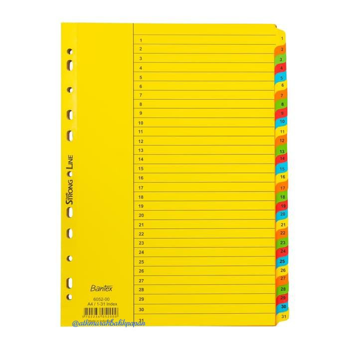 

Index (Divider) Bantex 6052 Carton A4 Size(1 -31).