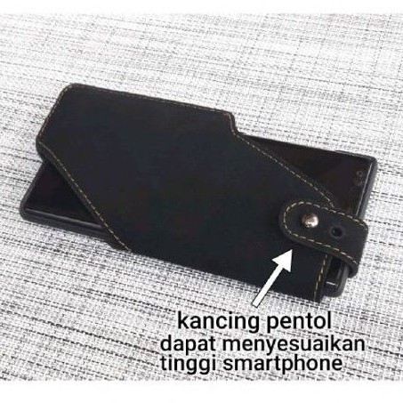 Sarung Hp Pinggang Kulit Asli Diagonal Hitam Suede