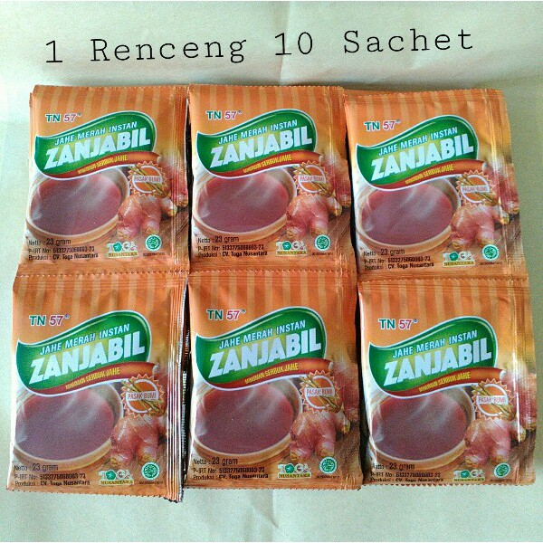 

Jahe Merah Instan Zanjabil Minuman Serbuk Jahe 1 Renceng Isi 10 Sachet