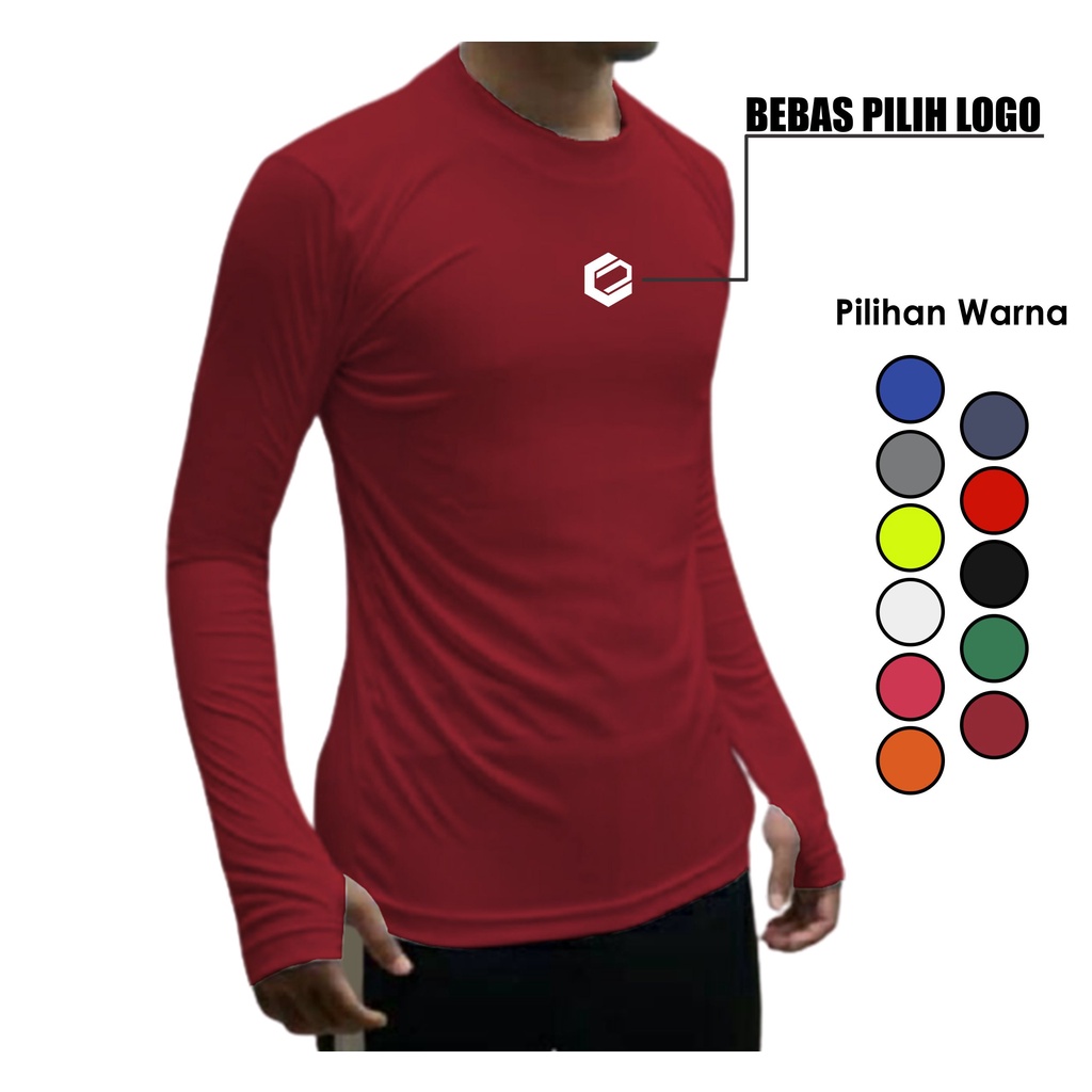 KAOS MANSET BASELAYER THUMBHOLE JARI FUTSAL BOLA SPORT OLAHRAGA TRAINING LENGAN PANJANG PRIA COWOk