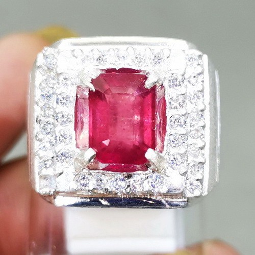 Cincin Merah Delima Natural Batu Ruby