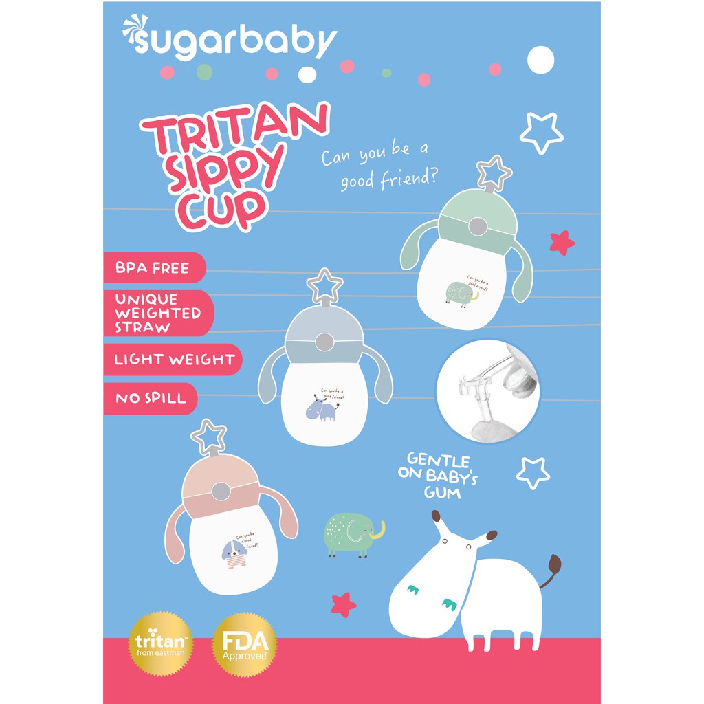 Sugar Baby Tritan Sippy Cup Star 240ml/280ml Botol Minum Sedotan Bayi