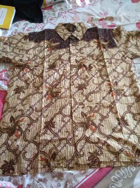 Distro Batik Hrb026 Kenongo Kemeja Tosca Pende Pekalongan Padi M L Xl Sogan Tulis Halus Kemeja Batik
