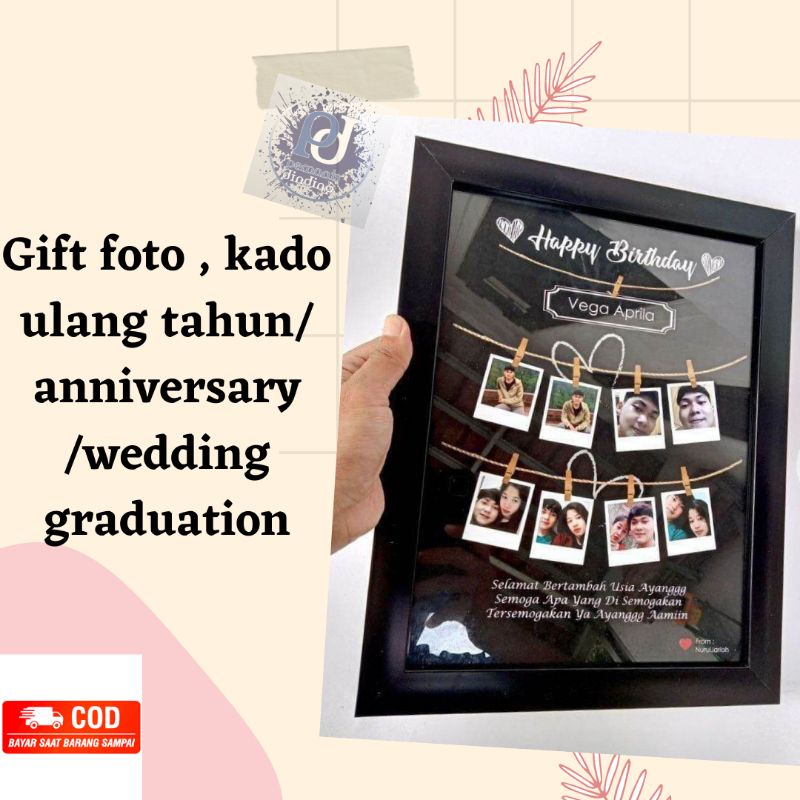 Jual kado ulang tahun / gift ultah / cetak poto plus bingkai kaca