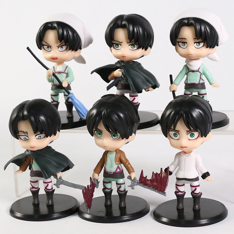 Figure Attack on Titan Eren Yeager Levi Ackerman set 6 pcs