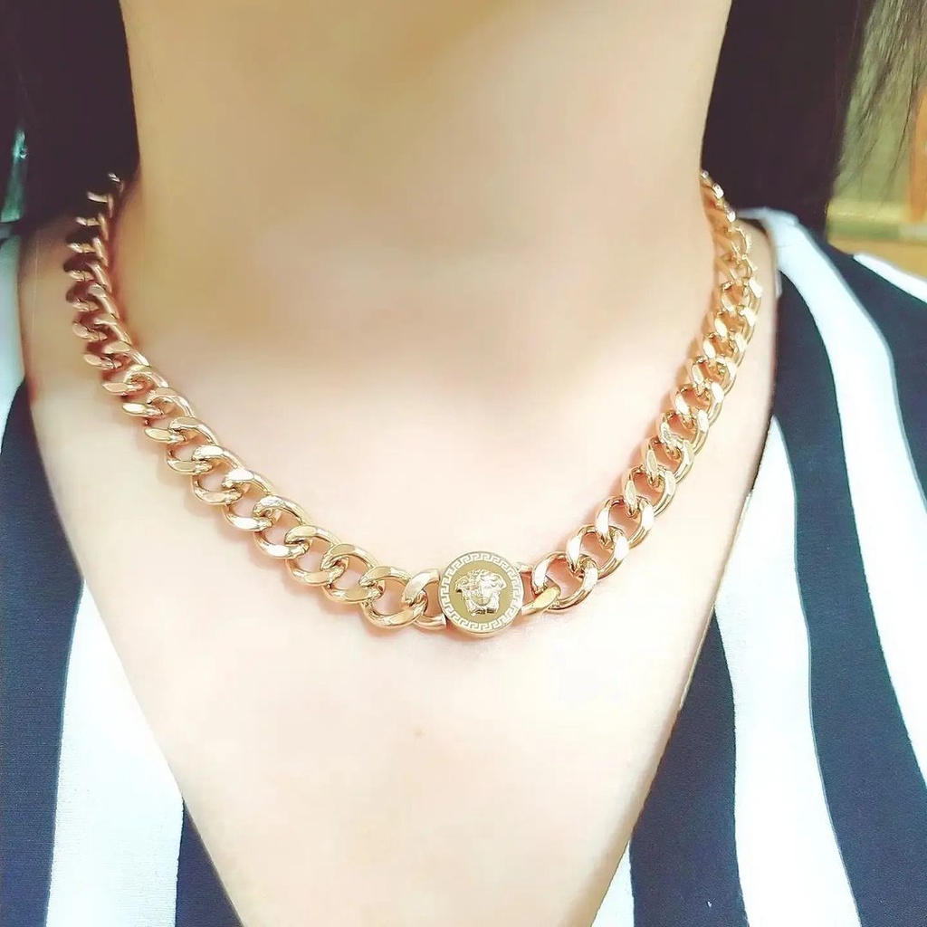Jewelry  Aksesoris Premium High Quality Wanita Kalung Versace AV-13065 Rantai Sisi Naga Besar Titani