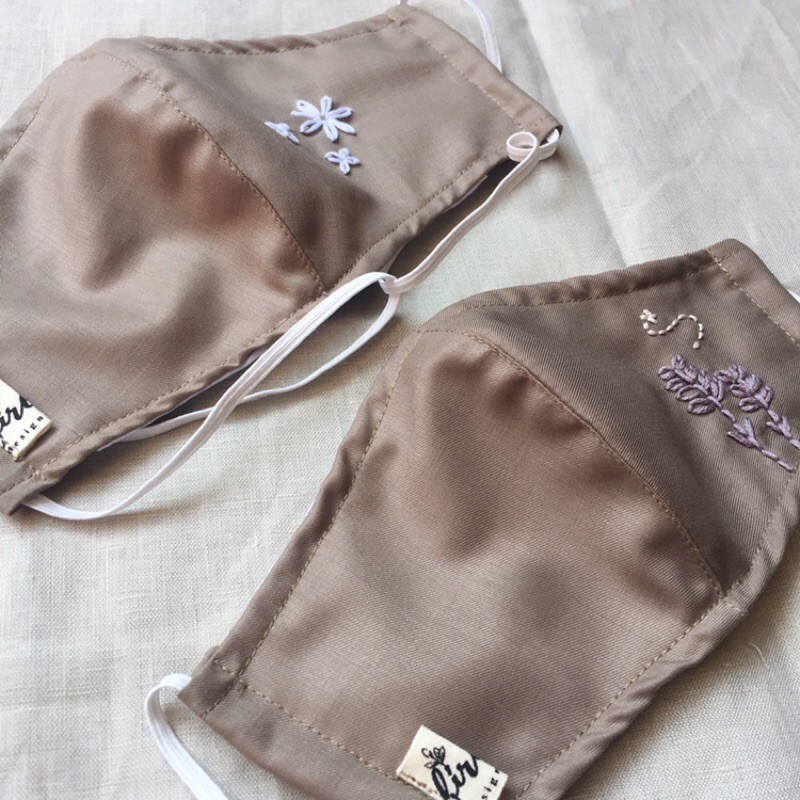 Masker Kain Katun Sulam (bordir) Handmade Moka 3 lapis