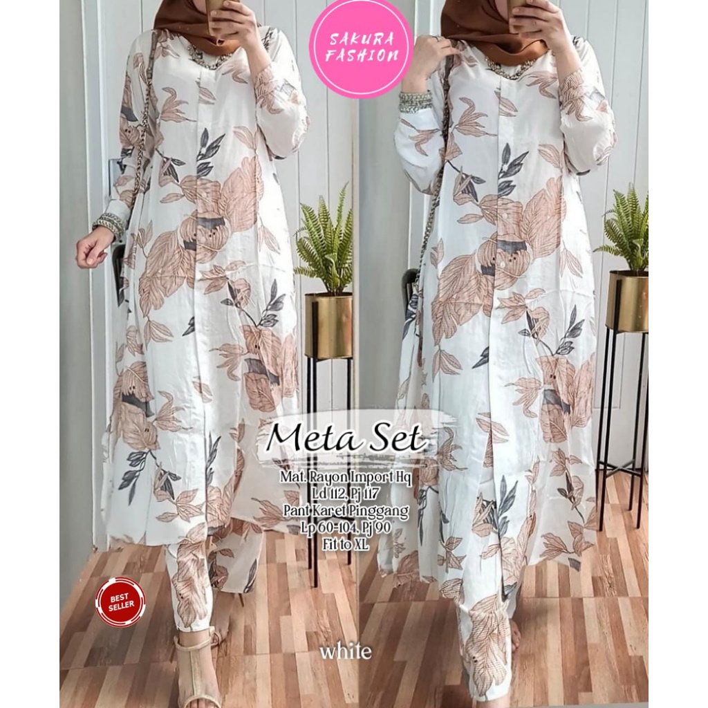 META SET/SETELAN LONG TUNIK JUMBO/ONE SET WANITA JUMBO/ RAYON IMPORT HQ/ LD 112 CM FIT XXL