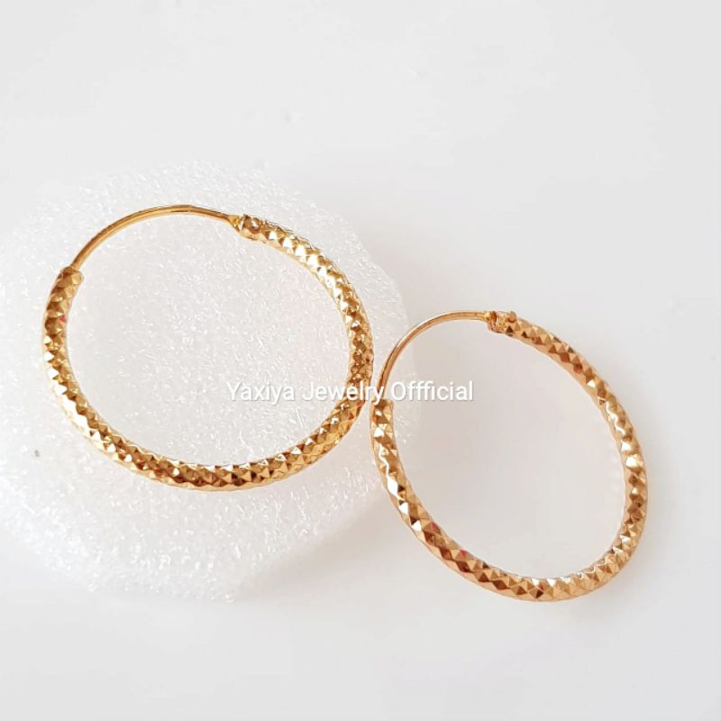 Anting Bulat Gipsy anting Anak Dewasa perhiasan Lapis Emas 18K