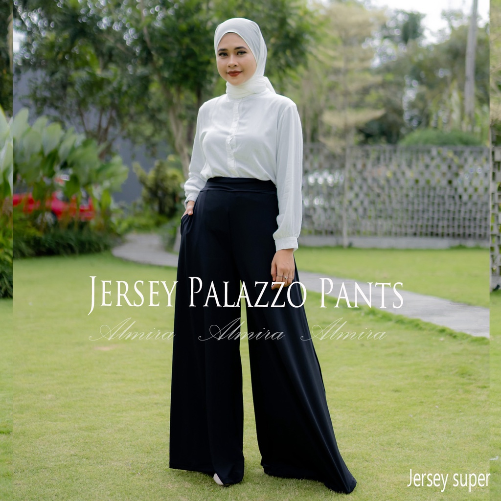 Celana Kulot Wanita Jersey Palazzo Pants Griyaraditya Almira Kulot Panjang Wide Pants