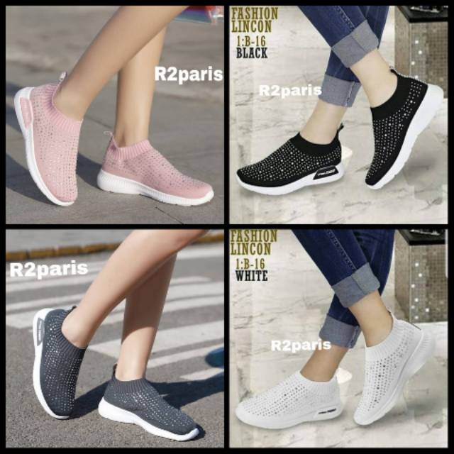 Sepatu sneakers tanpa tali YU5098,sepatu sneakers wanita
