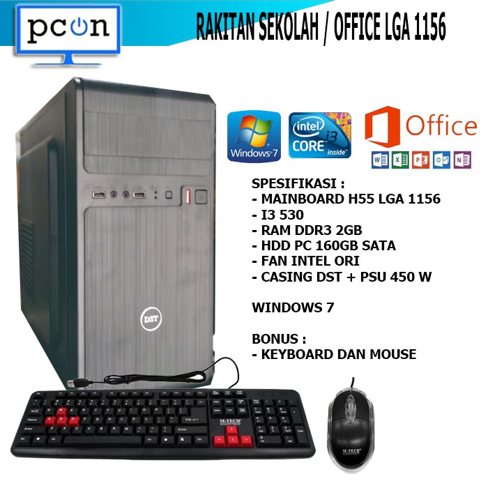 PC RAKITAN SEKOLAH DAN OFFICE SIAP PAKAI LGA 1156 dan Monitor 19 inch