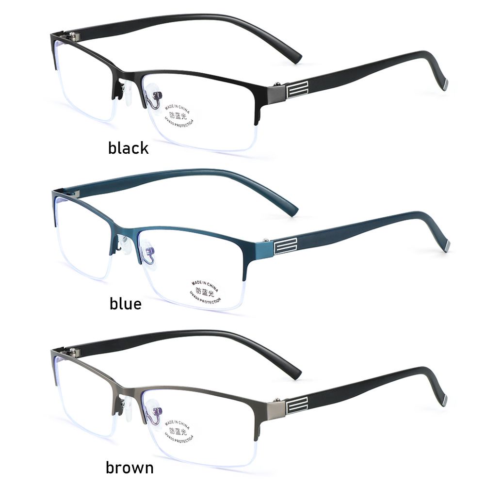 ROW Fashion Business Eyeglasses Classic Anti-Blue Light Ultra Light Glasses Men Half Frame Simple Vintage Eye Protection/Multicolor