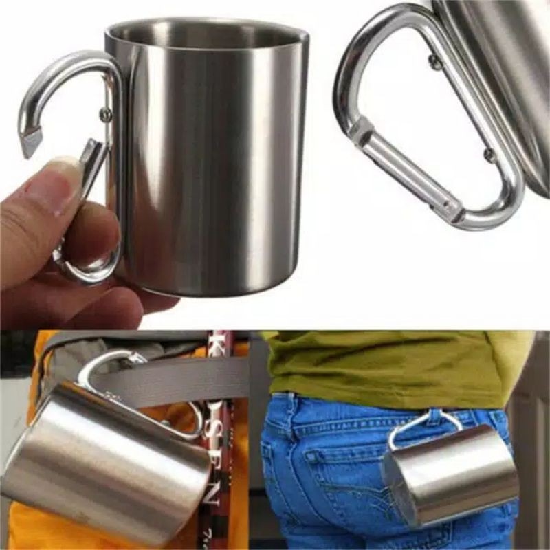 gelas carabiner/Mug stainless gelas camping