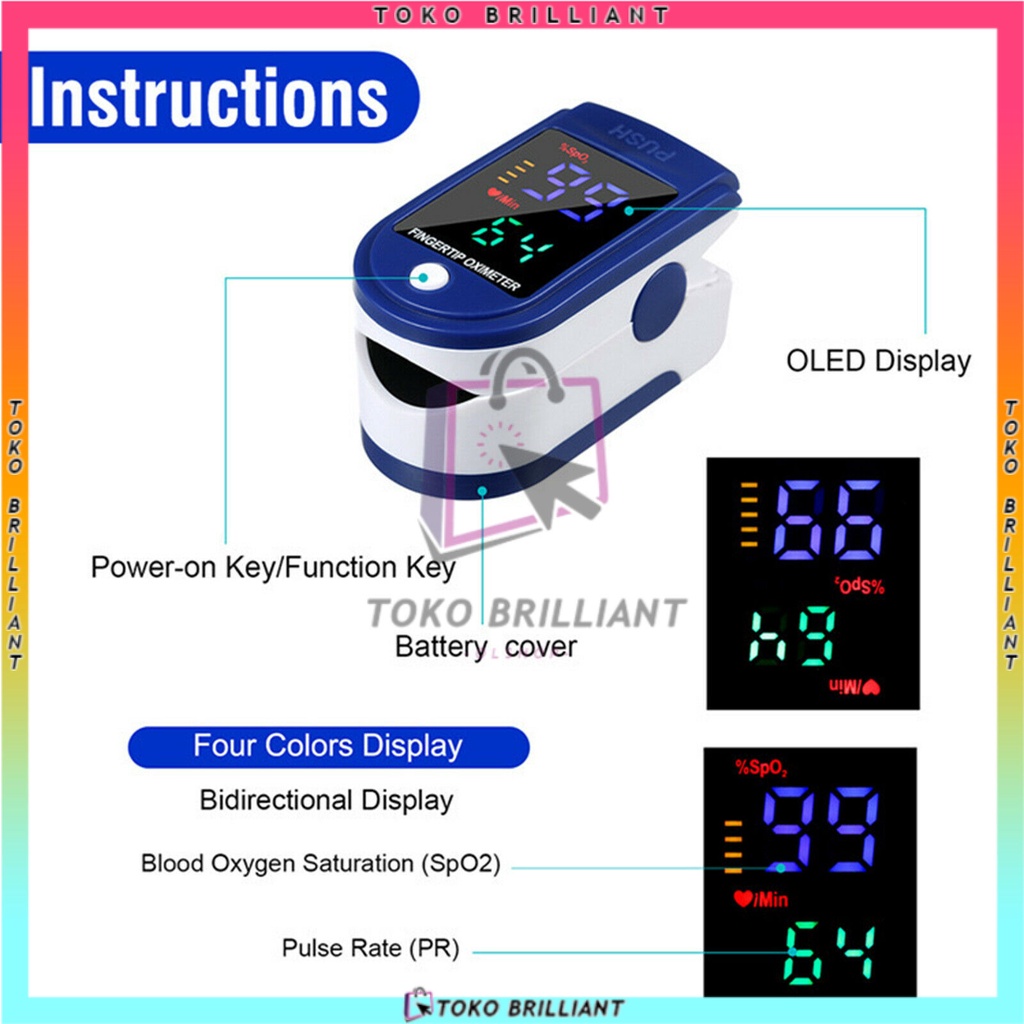 [COD] Fingertp Pulse Oximeter Oxymeter Spo2 alat ukur kadar oksigen darah dan detak