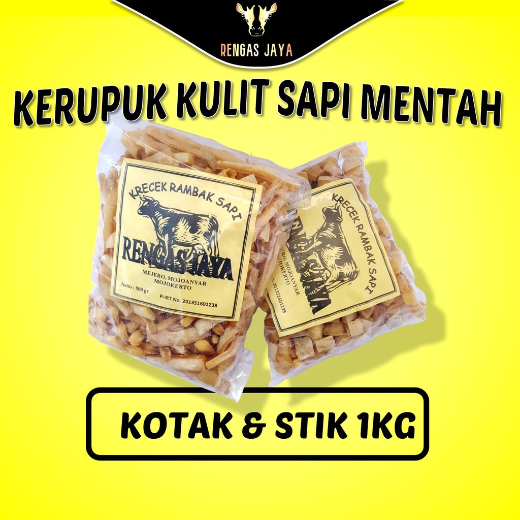 

1Kg Kerupuk Kulit Sapi Mentah Kotak dan Stik Rengas Jaya Super Krecek Rambak Kulit Sapi Asli Krupuk Rambak Sapi Mentah Langsung Goreng Tanpa Dijemur Murah